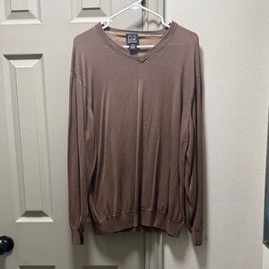 Men's Brown V-Neck 100% Silk Sweater
